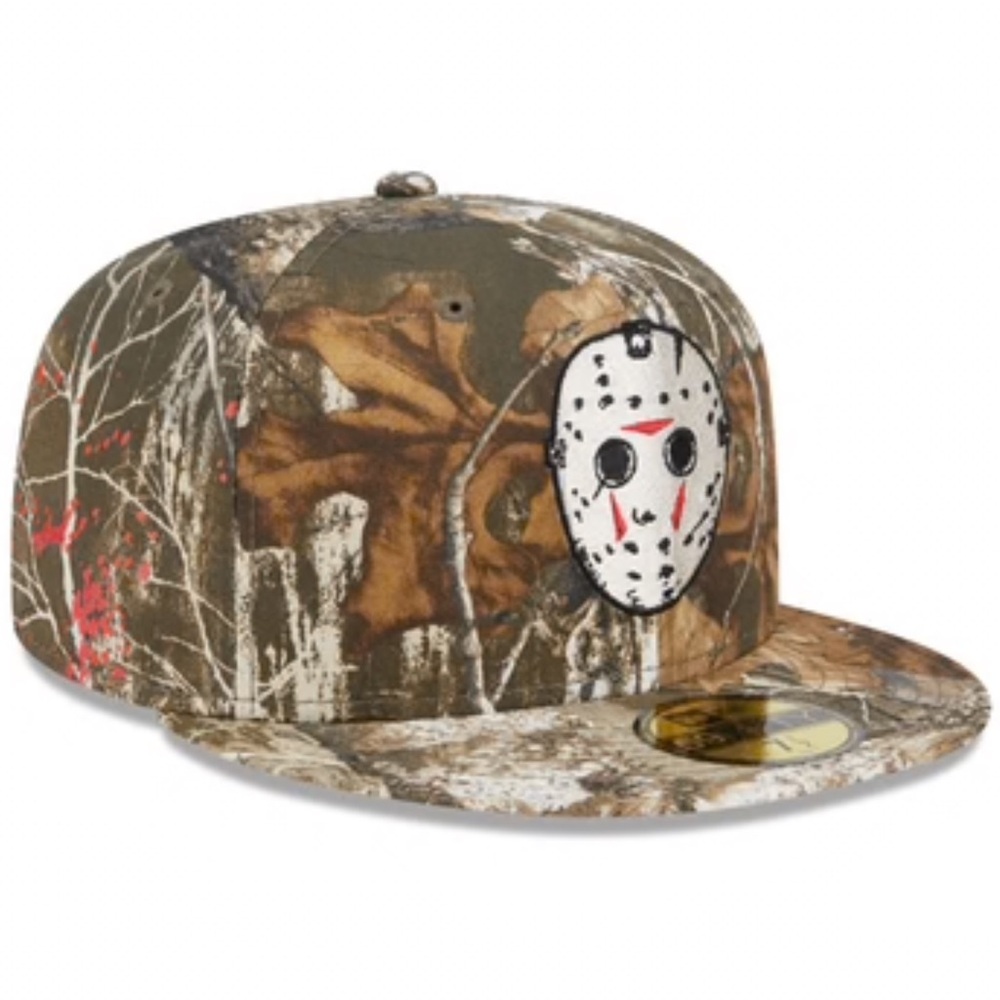 New Era Friday the 13th Jason Realtree Camo 59FIFTY Fitted Hat Cap Size 7 1/4